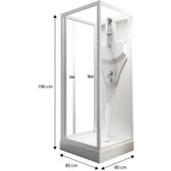 Schulte Komplettduschkabine Juist Mit Schiebetür Weiß 190x80x80 Cm -Dusch Raum 32020 2053 4060991009730 1 4