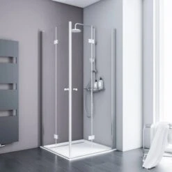 Schulte ExpressPlus Drehfalttür AlexaStyle2.0 Alunatur 90x90x192cm