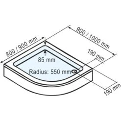 Schulte ExpressPlus Duschwanne Rund Flach Sanitäracryl Asym. Vers. Links 90x100 -Dusch Raum 4060991056598 2053 2 1