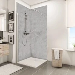 Schulte ExpressPlus DecoDesign Duschrückwand Dekor Stein Grau Hell 210x100cm -Dusch Raum 4060991067808 Bild03
