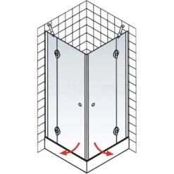 Schulte Eckeinstieg 4-tlg. Toura Pendelbar Schwarz 200 X 90 X 90 Cm Klar Hell -Dusch Raum 4060991070129 2053 6