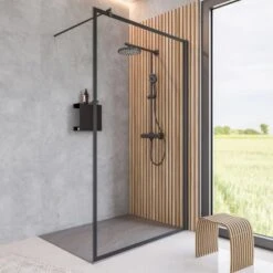 Schulte Walk In Frontteil Alexa Style 2.0 Dekor Frame Mattschwarz 200 X 90 Cm